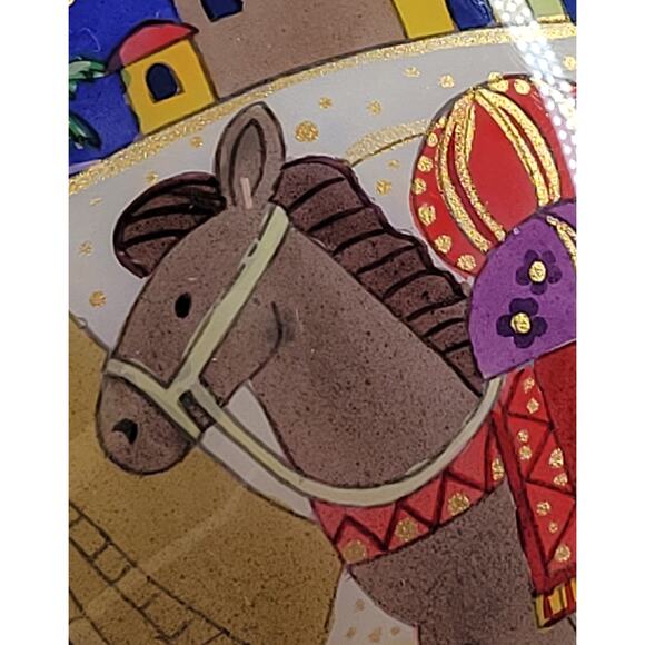 Reverse Painted Glass Ornament Handcrafted 6" Nativity Scene Christmas Village - Picture 14 of 16